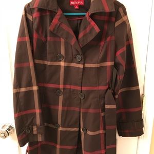 Medina Brown Plaid Trench Coat